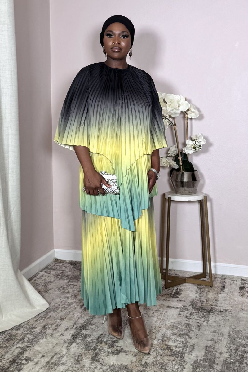 Aurora Onyx Sunbeam Pleated Cape Set