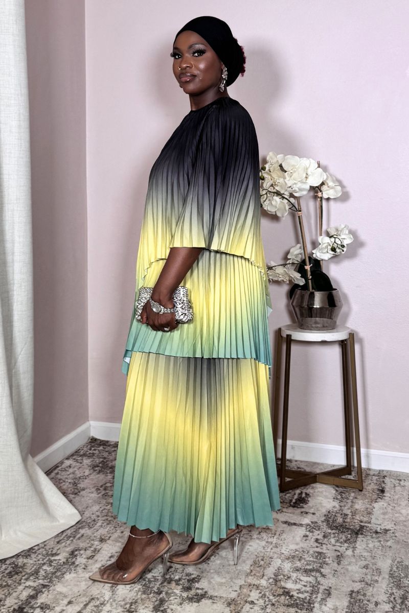 Aurora Onyx Sunbeam Pleated Cape Set