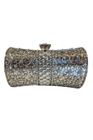Celeste Floral Mosaic Clutch — Silver