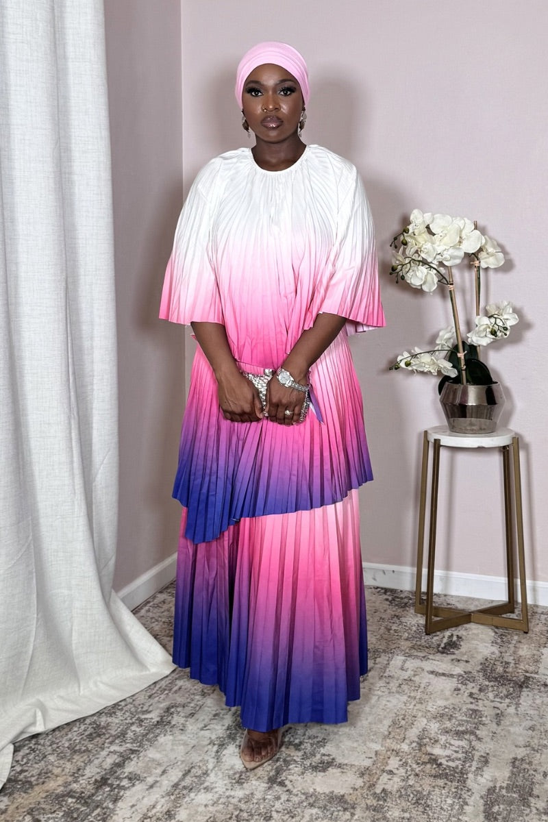 Aurora Rose Twilight Pleated Cape Set
