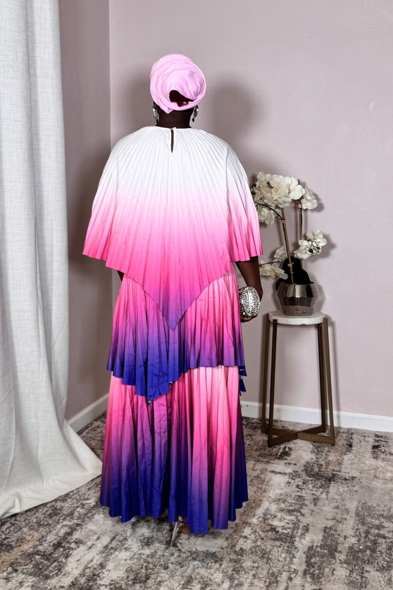 Aurora Rose Twilight Pleated Cape Set