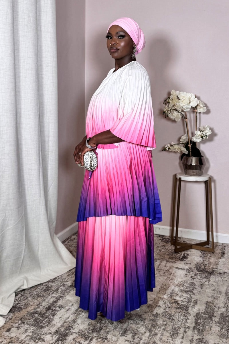 Aurora Rose Twilight Pleated Cape Set