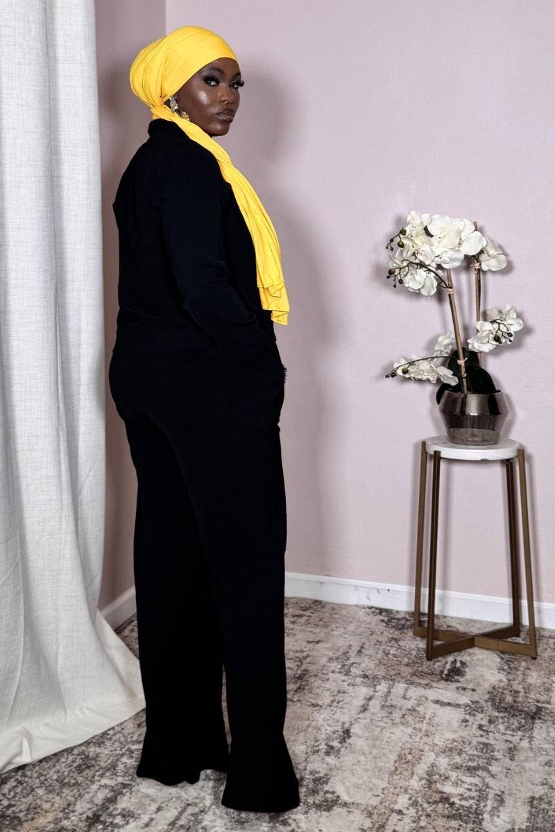 Black Utility Cropped Zip Set