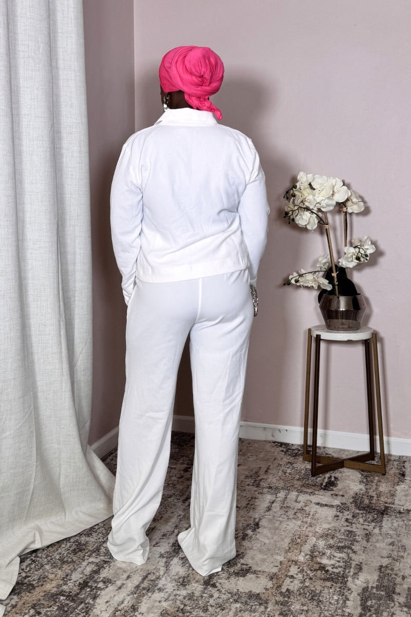 White Utility Cropped Zip Set