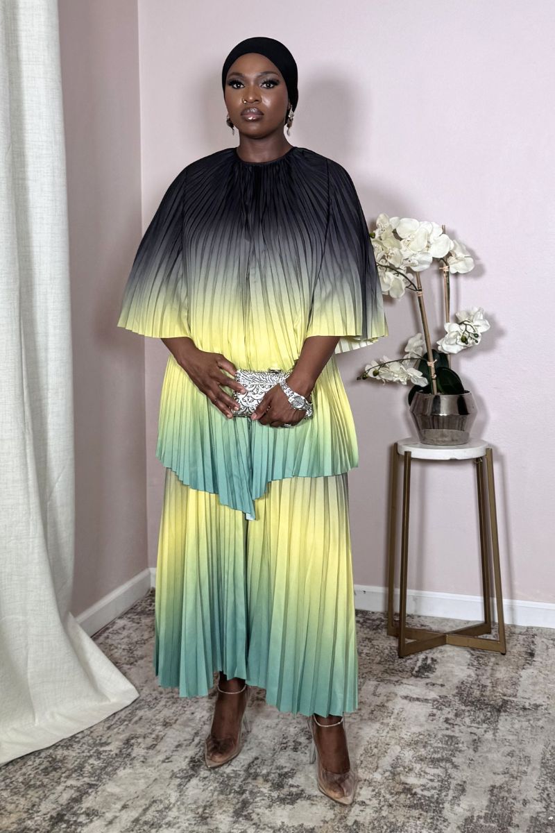 Aurora Onyx Sunbeam Pleated Cape Set