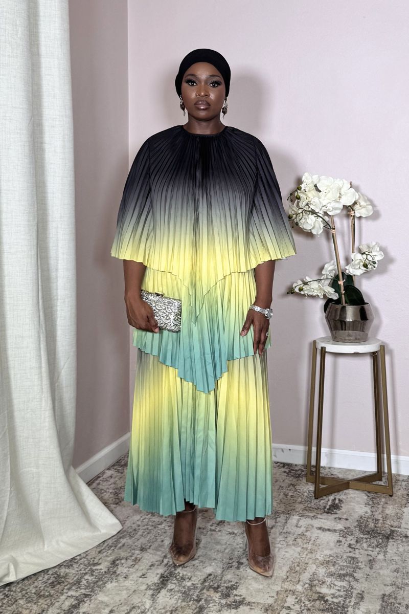Aurora Onyx Sunbeam editorial modest two-piece styled with black hijab.