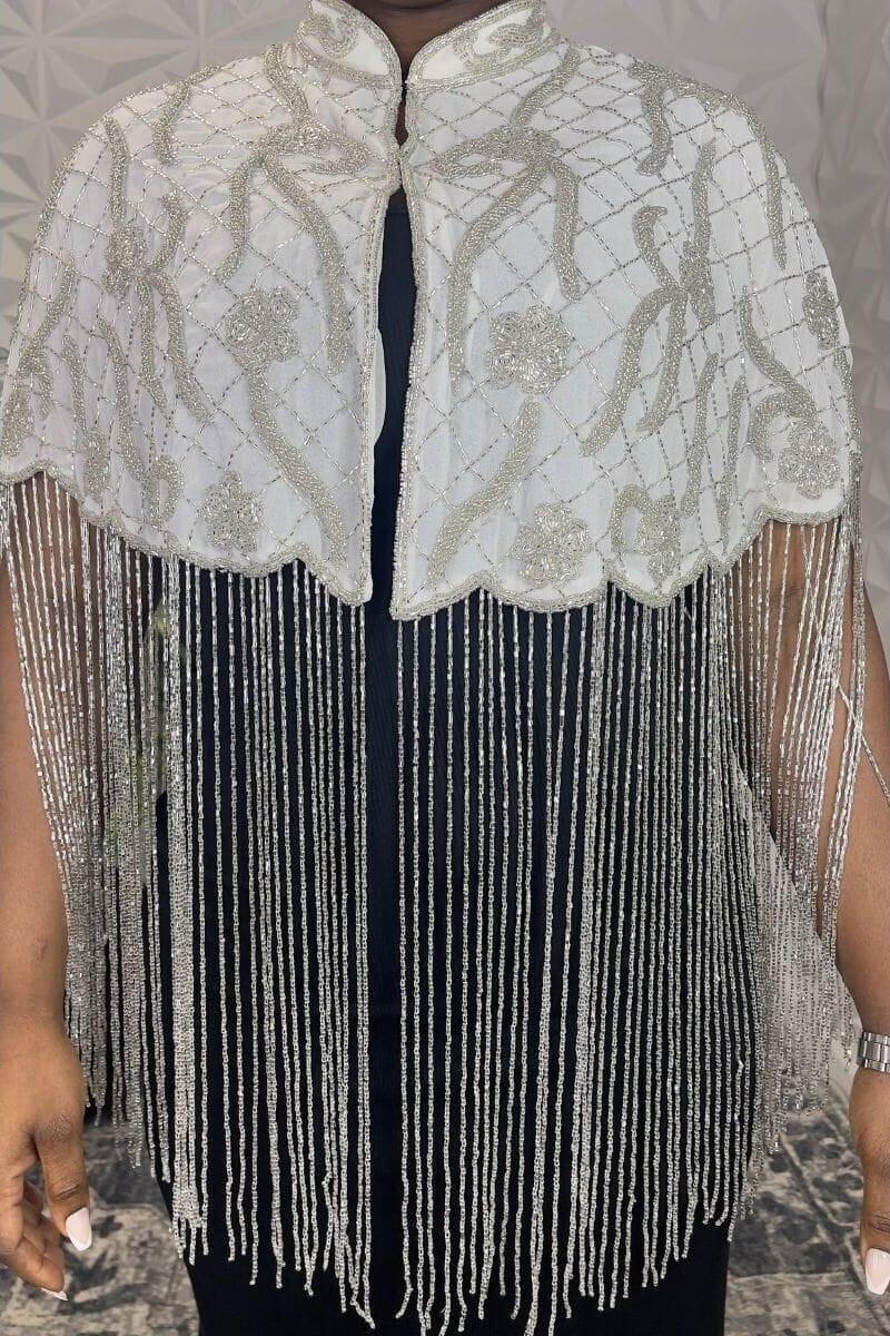 Gatsby crystal shawl hand beaded fringe. ladarocollection 