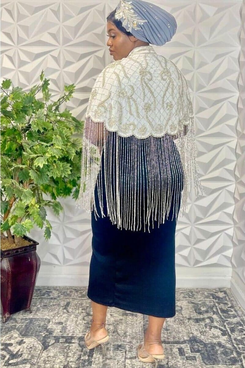 Gatsby crystal shawl hand beaded fringe. ladarocollection 