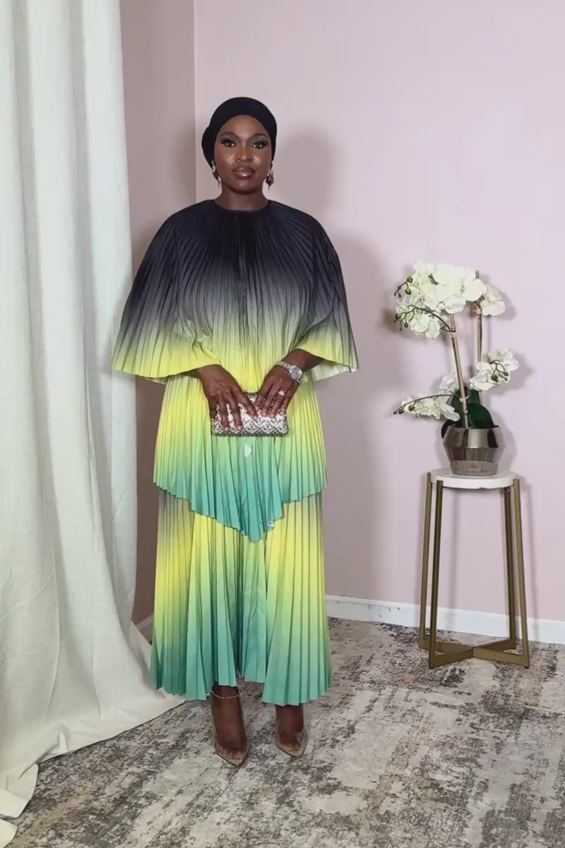 Aurora Onyx Sunbeam Pleated Cape Set