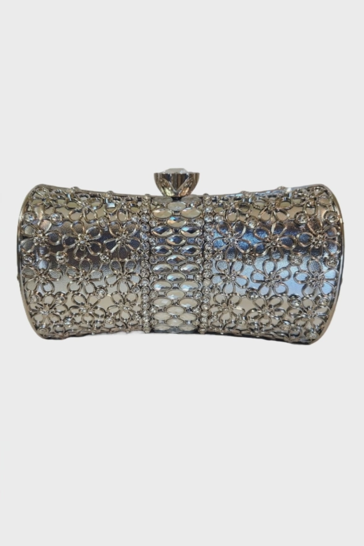 Celeste Floral Mosaic Clutch — Silver