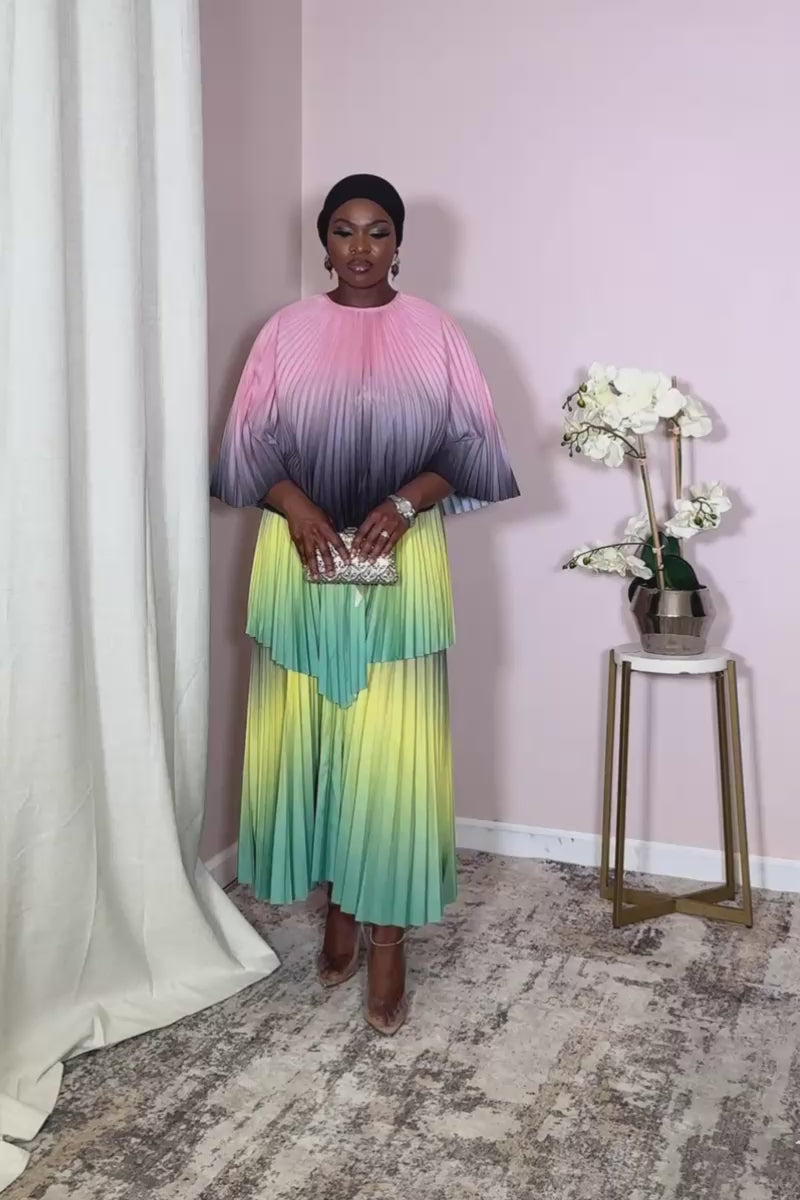 Aurora Meadow Bloom Pleated Cape Set