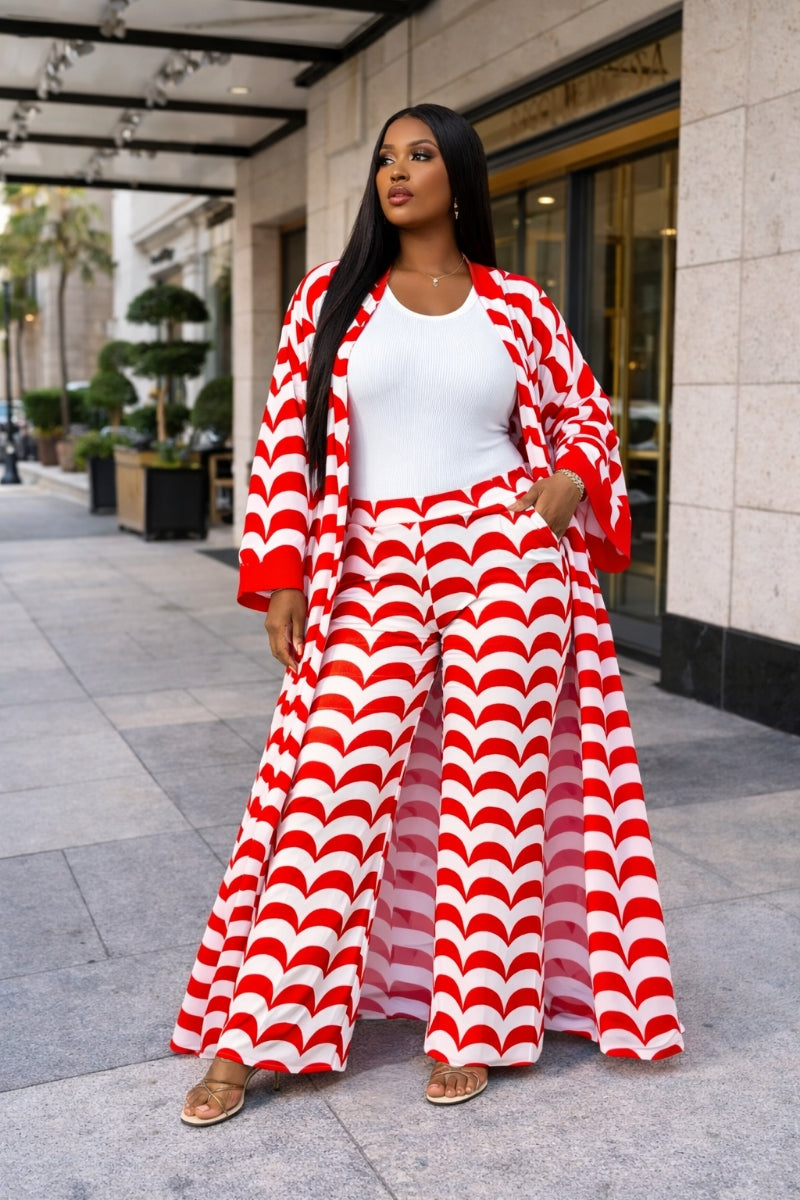 Ensemble en mousseline Breezy Red Wave pour les loisirs d'été