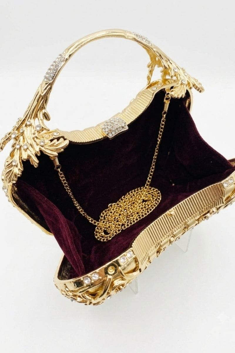 Aurelia Crystal Filigree Clutch — Gold