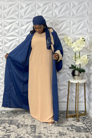 Modest Chic: Two-Piece Abaya Set - XL / NAVY/KHAKI