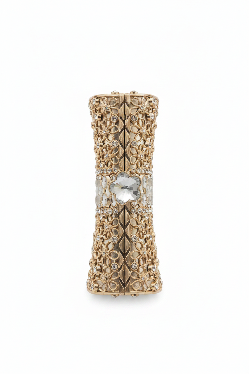 Celeste Floral Mosaic Clutch — Gold