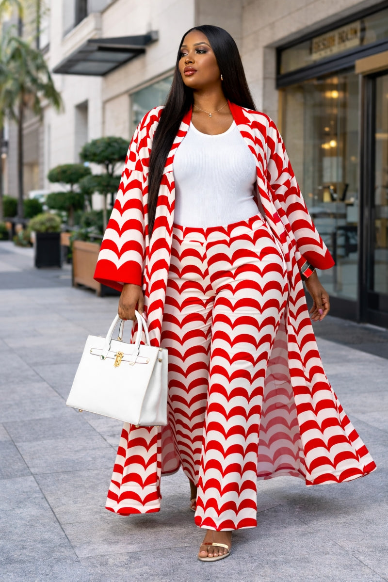 Ensemble en mousseline Breezy Red Wave pour les loisirs d'été