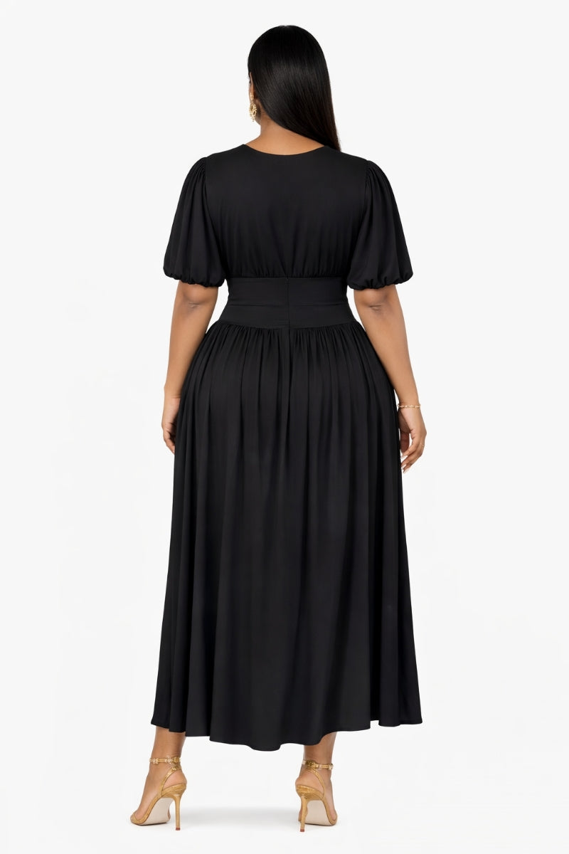 Midnight Majesty Dress – Black Corset Maxi