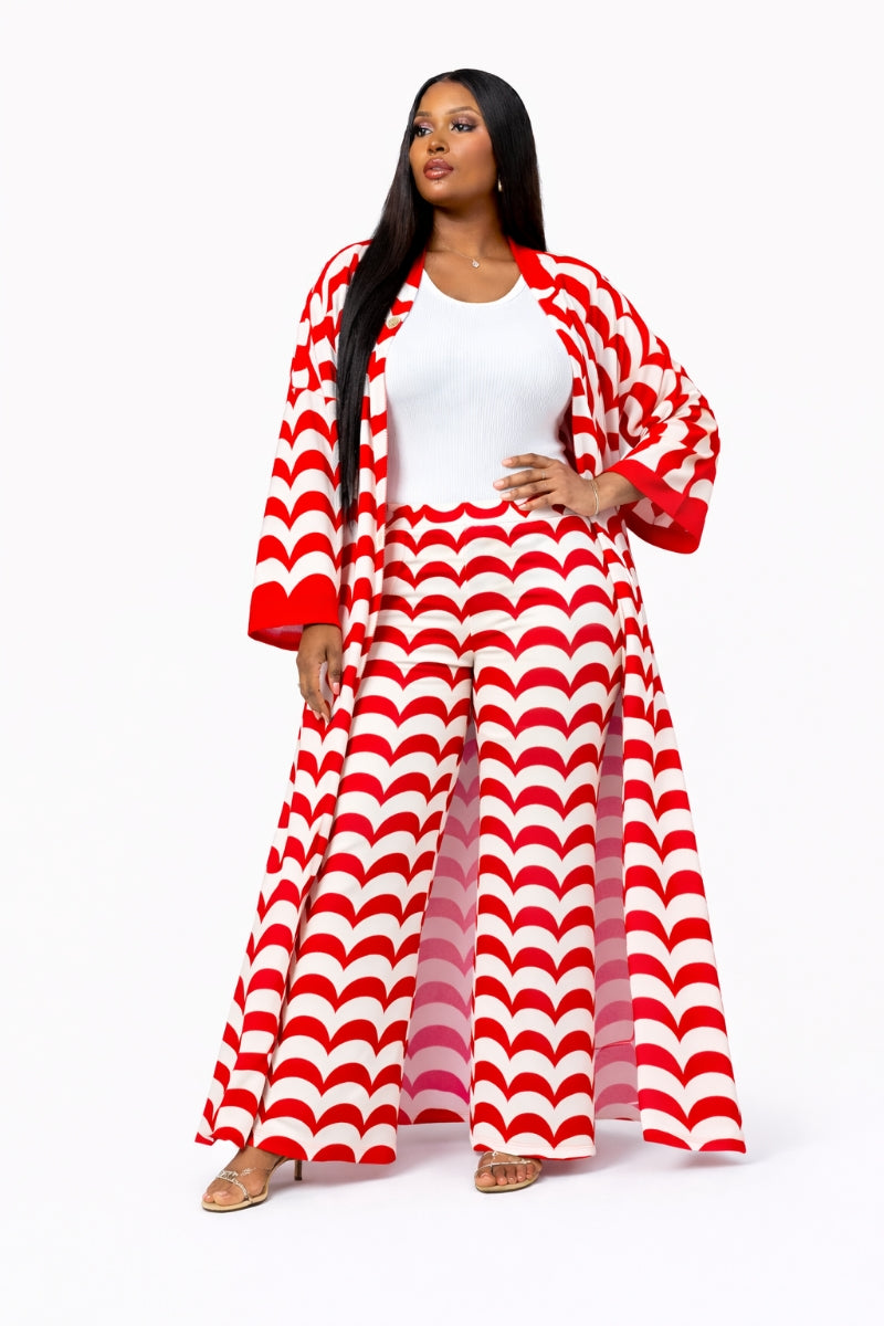 Ensemble en mousseline Breezy Red Wave pour les loisirs d'été