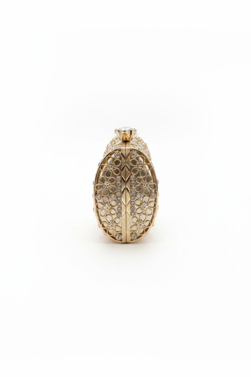 Celeste Floral Mosaic Clutch — Gold