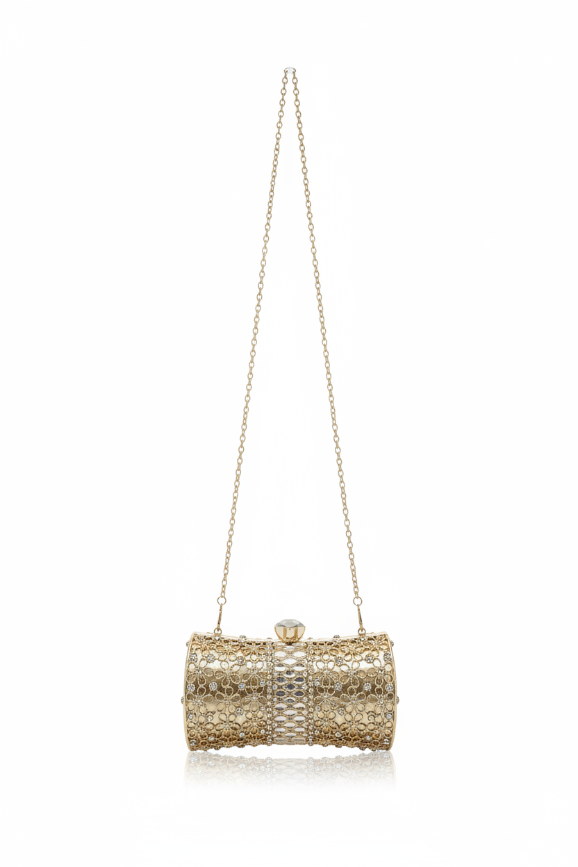 Celeste Floral Mosaic Clutch — Gold