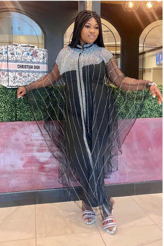 Delicate Beaded Abaya: The Epitome of Elegance - S / Black